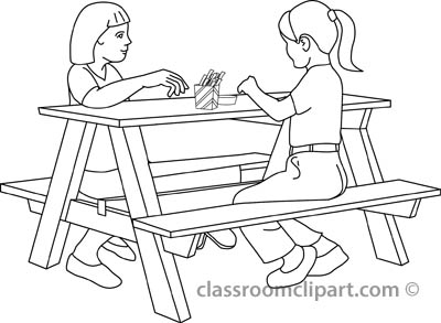 Outdoors   Picnic Bench A Outline   Classroom Clipart