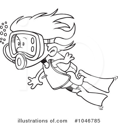 Royalty Free  Rf  Scuba Diver Clipart Illustration By Ron Leishman