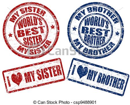 Set Of Grunge Rubber Stamps With Text World S Best Sister And Brother