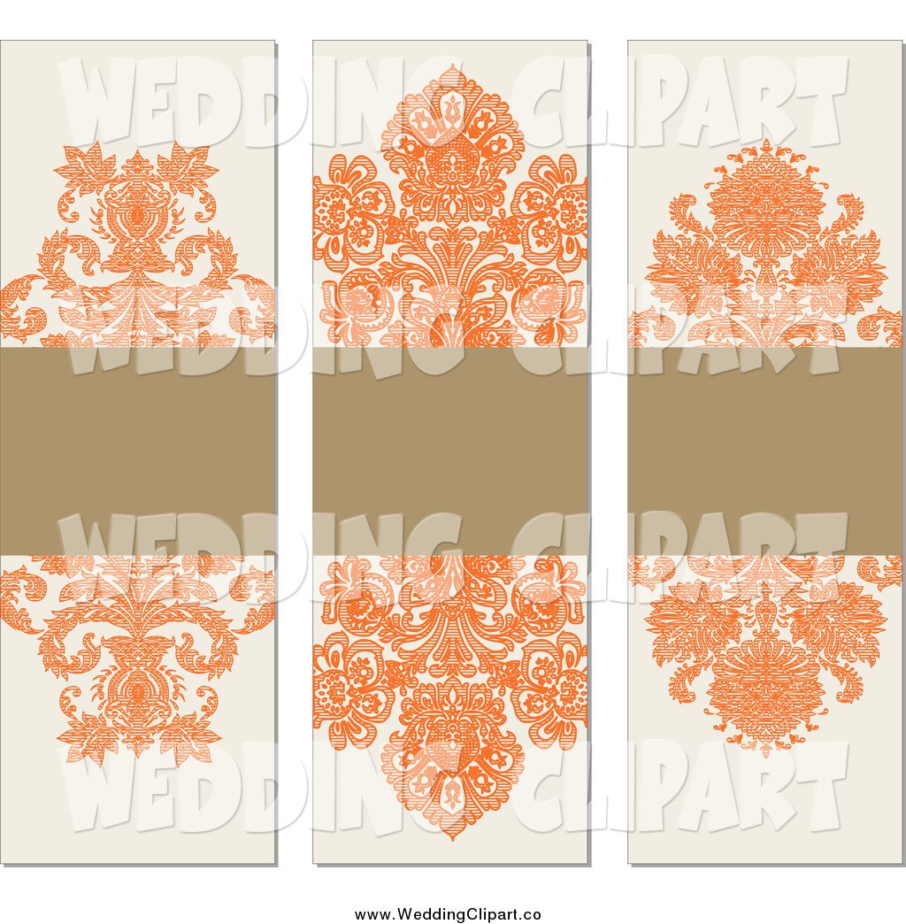Vector Marriage Clipart Of A Orange Brown And Beige Vertical Damask
