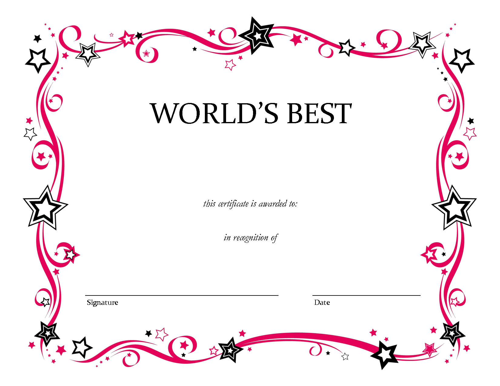 Worlds Best Award Certificate Blank By Misspowerpoint
