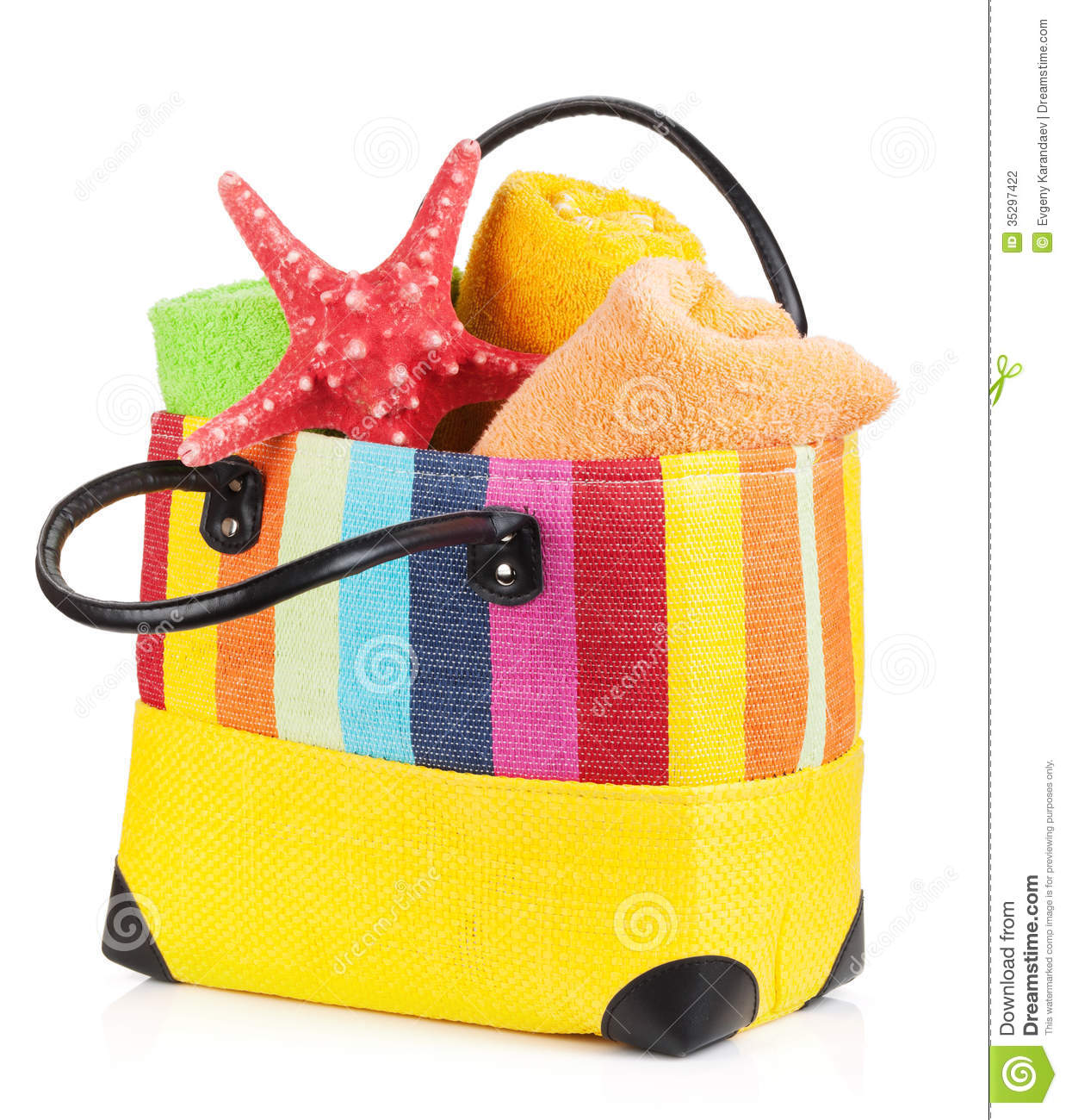 Beach Bag With Towels Stock Photography   Image  35297422