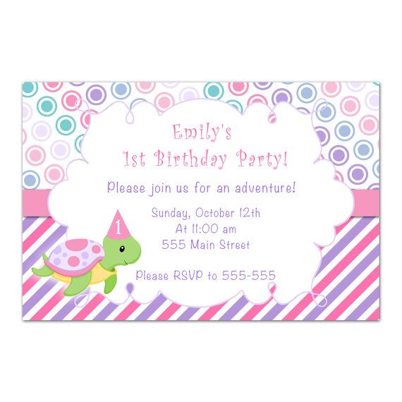 Card   Ocean Sea Any Age Girl 1st Birthday Party Invites Pink