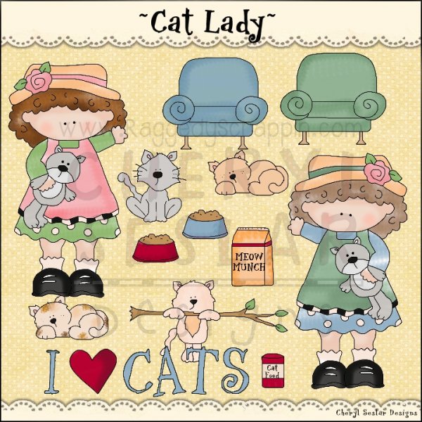 Cat Lady Clip Art Download     1 00   Dollar Doodles