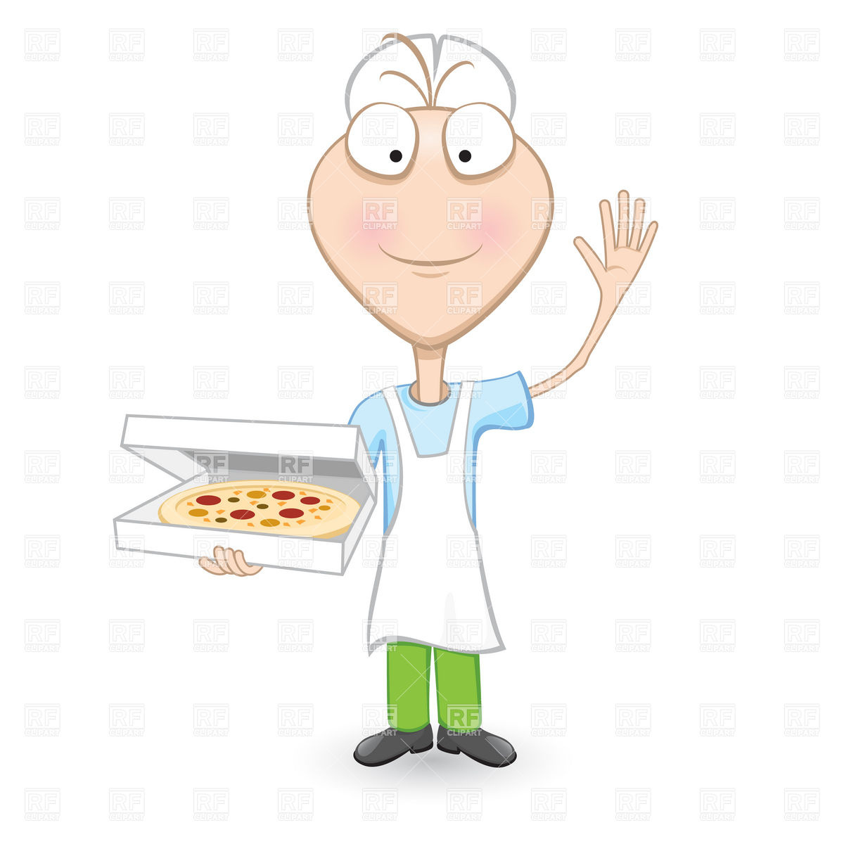 Chef With Pizza Box Download Royalty Free Vector Clipart  Eps 