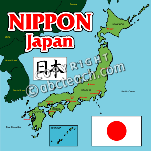 Clip Art  Japan Map Color Labeled   Preview 1