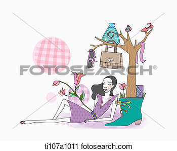 Clipart Of A Illustration Of A Fashion Girl Lying Next To A Fashion