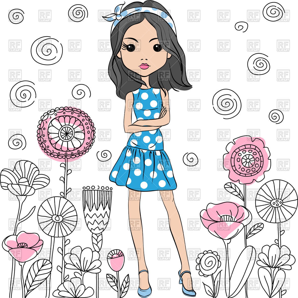 Cute Fashion Girl In Summer Dress 83997 Download Royalty Free Vector