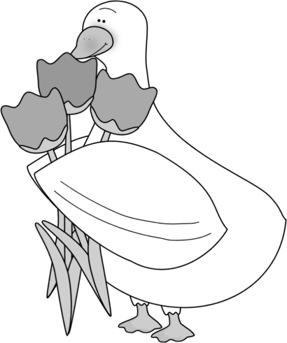 Duck Picked Flowers Black White Png