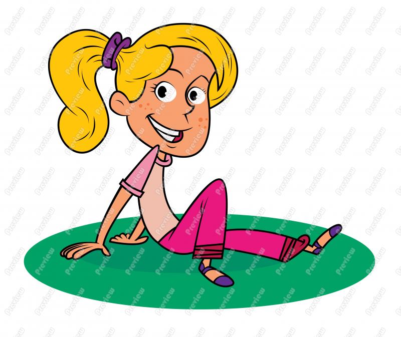 Girl Child Smiling Clip Art   Royalty Free Clipart   Vector Cartoon