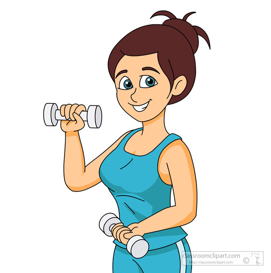 Girl Smiling Exercising With Dumbbell Clipart 928   Classroom Clipart
