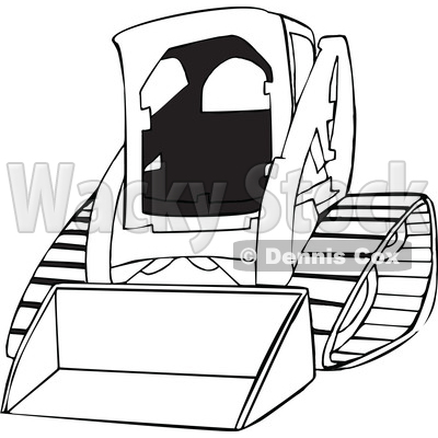     Of An Outlined Bobcat Skid Steer Loader   Royalty Free Vector Clipart