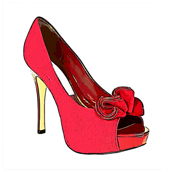 Red Bow High Heel Shoe Womens Fashion Accessories Clip Art Graphic For    