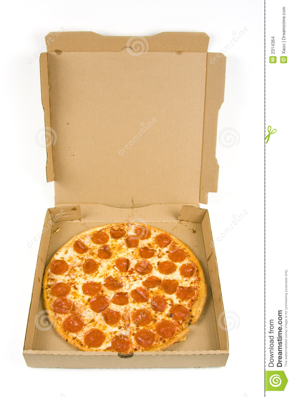 Whole Pepperoni Pizza In A Box Isolated On A White Background 