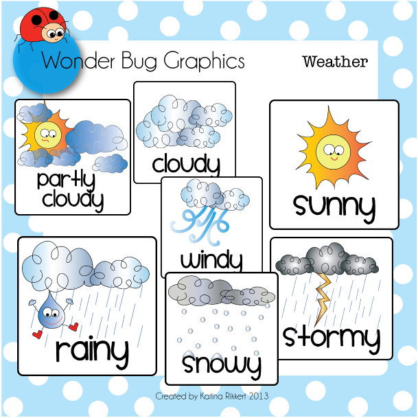 Wonder Bugs  Weather Cards And Clipart Set