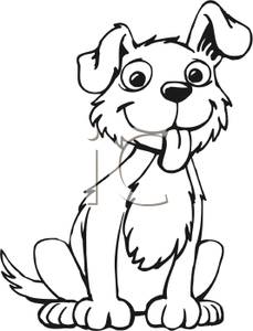 And White Dog With Ears Up Listening   Royalty Free Clipart Picture