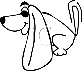 Black And White Cartoon Dog With Long Ears   Royalty Free Clip Art