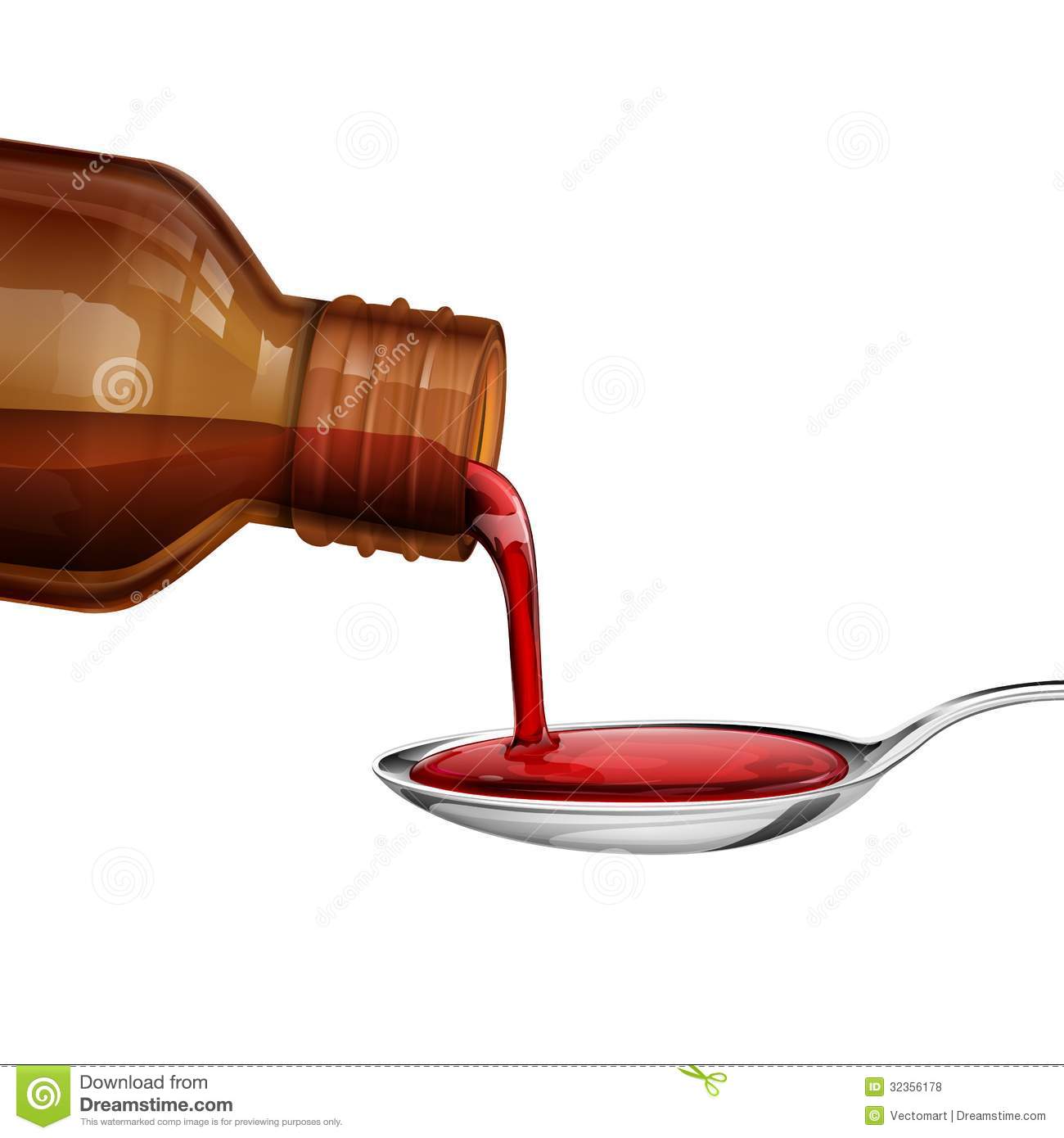 Bottle Pouring Medicine Syrup In Spoon Royalty Free Stock Photos
