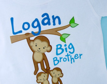 Boy S Big Brother Monkey Shirt Or Onesie With Twin Baby Monkeys