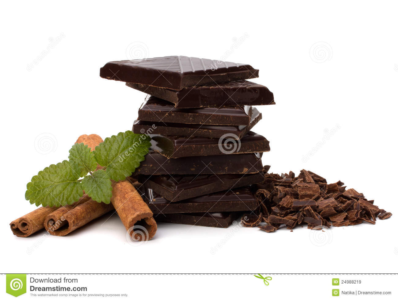 Chocolate Bars Stack And Cinnamon Sticks Royalty Free Stock Images    