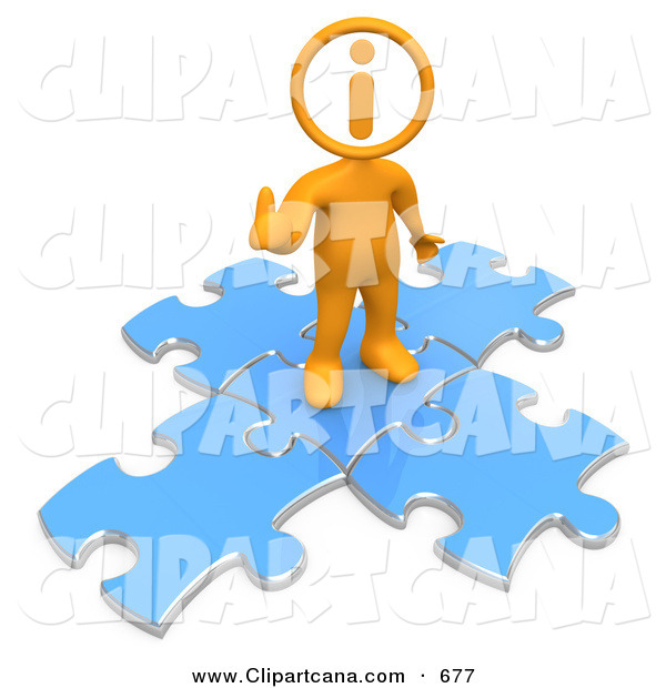 Clip Art Of A Orange Man With An I Inside His Circle Head Standing On