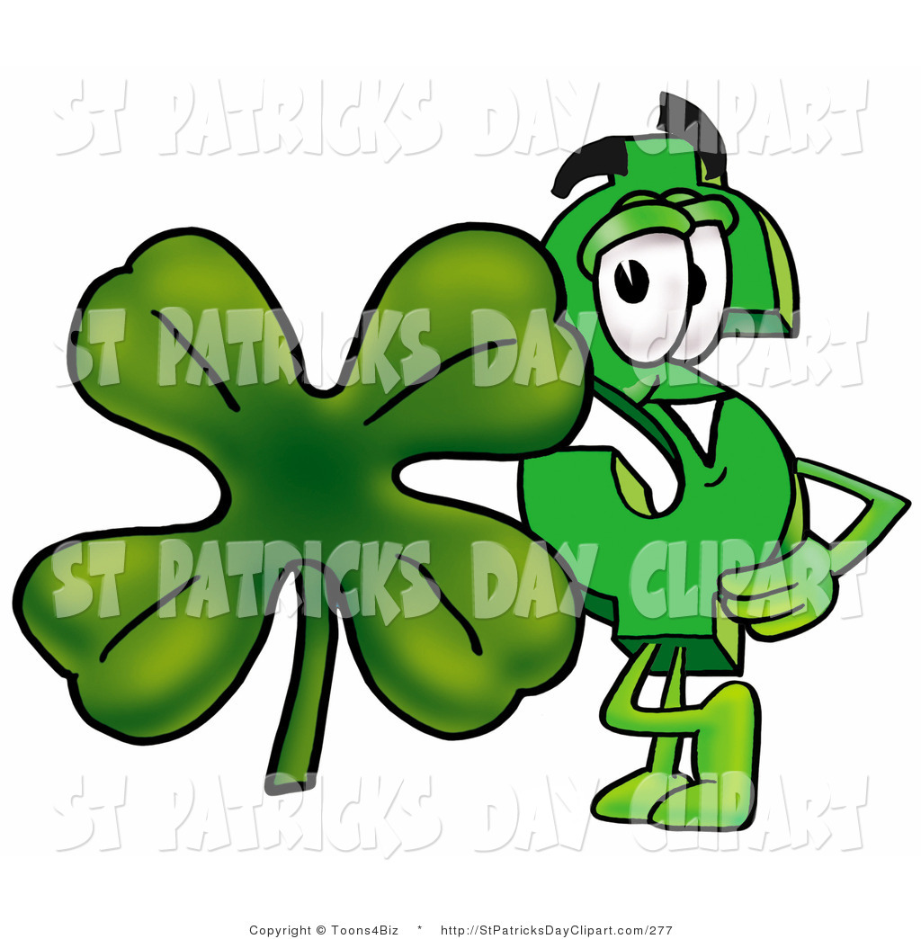 Clip Art Of A St Paddys Day Dollar Sign Character With A Clover By