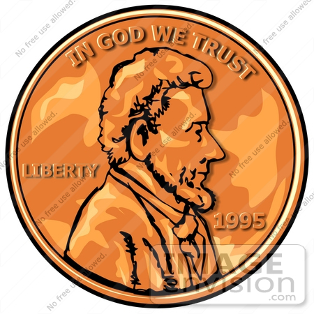 Clipart Of Abraham Lincoln On A Copper Penny From 1995  This Penny