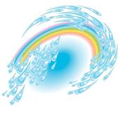 Clipart Of Driving Rain And Rainbow