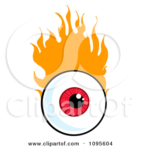 Clipart Red Eyeball Looking Forward With Flames   Royalty Free Vector    