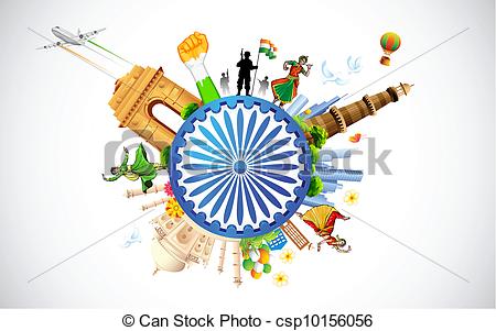 Clipart Vector Of Culture Of India   Illustration Of Monument And