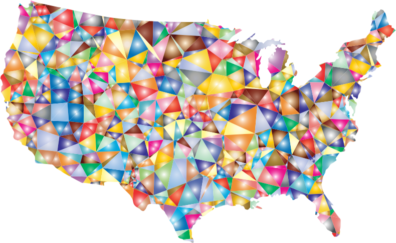 Colorful Low Poly America Usa Map