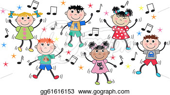 Ethnic Children Dancing Disco  Stock Clipart Illustration Gg61616153