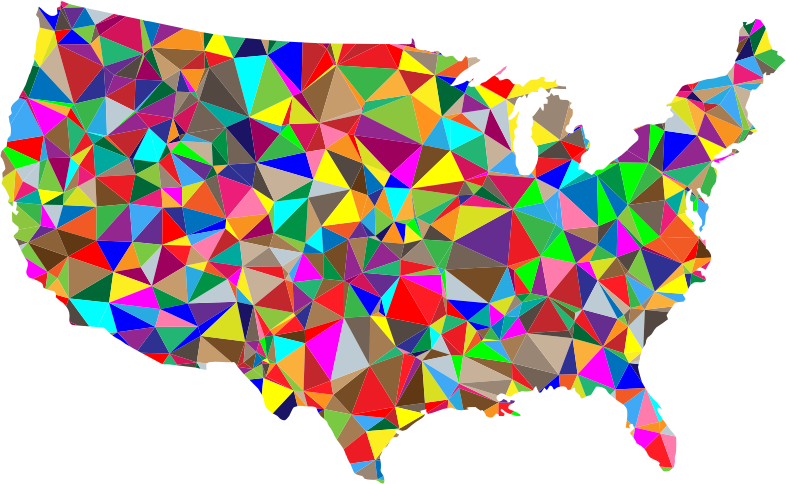 Flat Color Low Poly America Usa Map
