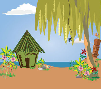 Free Clipart Illustration Of A Tropical Island On A Summer Day