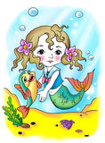 Little Girl Fish Stock Vectors Illustrations   Clipart