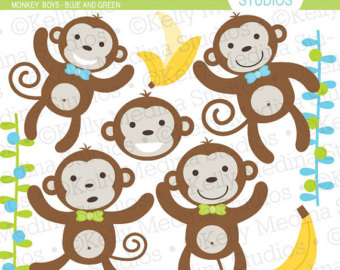 My Little Monkey   Boy   Clipart Se T Digital Elements For Cards    