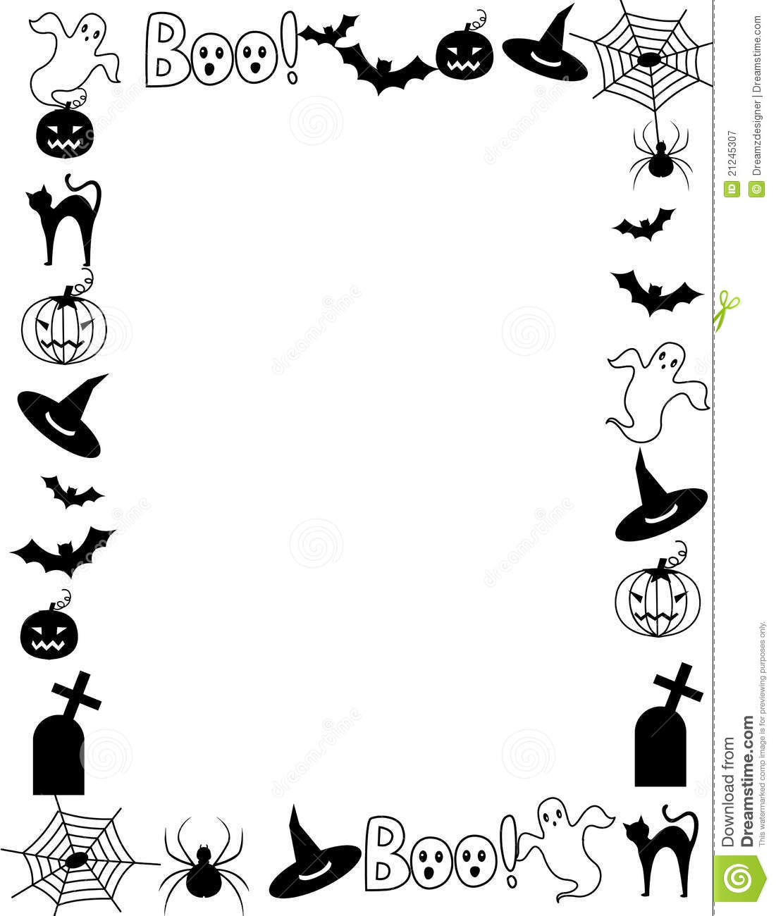 Of A Black And White Halloween Frame With Spider Web Bats Pumpkin