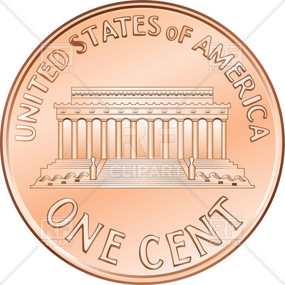 One Cent Coin With Lincoln Memorial   American Money Download Royalty