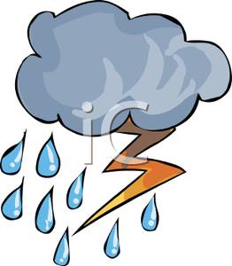 Rain And Lightning Bolts   Royalty Free Clipart Picture