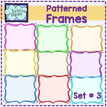       Rainbow Patterned Frames   Borders  Set   3    Teacher S Clipart