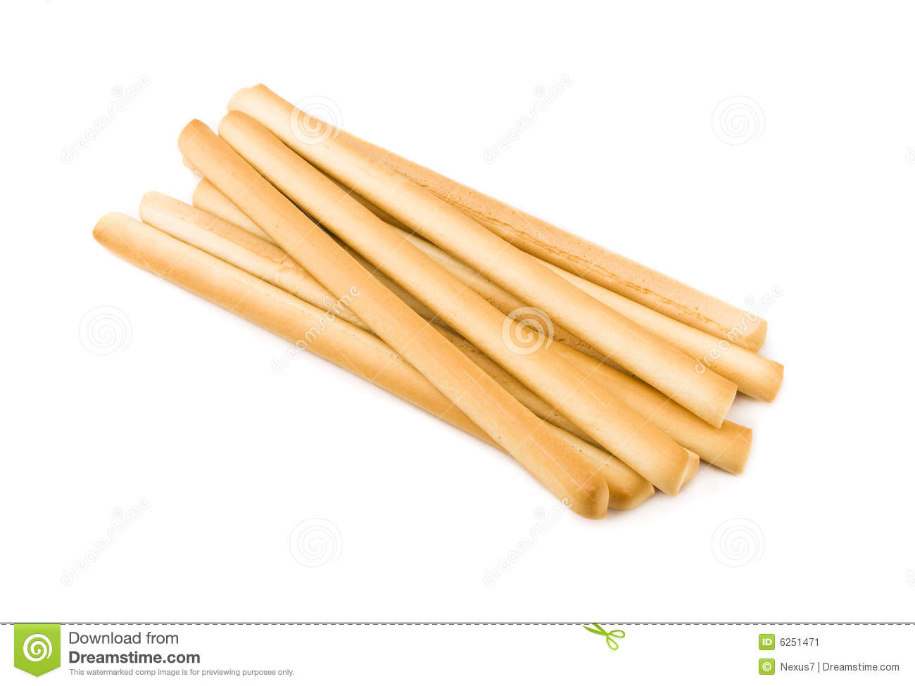 Stack Of Baked Bread Sticks Isolated On White 