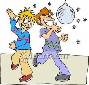 Teen Boys Dancing Disco   Royalty Free Clipart Picture