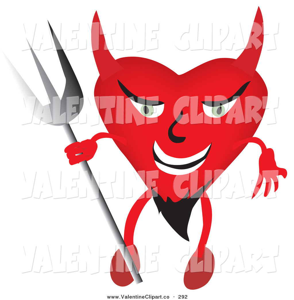 Vector Clip Art Of A Evil Devilish Heart Character With A Goatee    