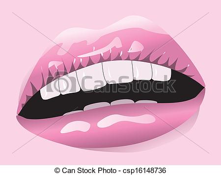 Vectors Of Pink Lips   Illustration Of Pink Shiny Smiling Lips