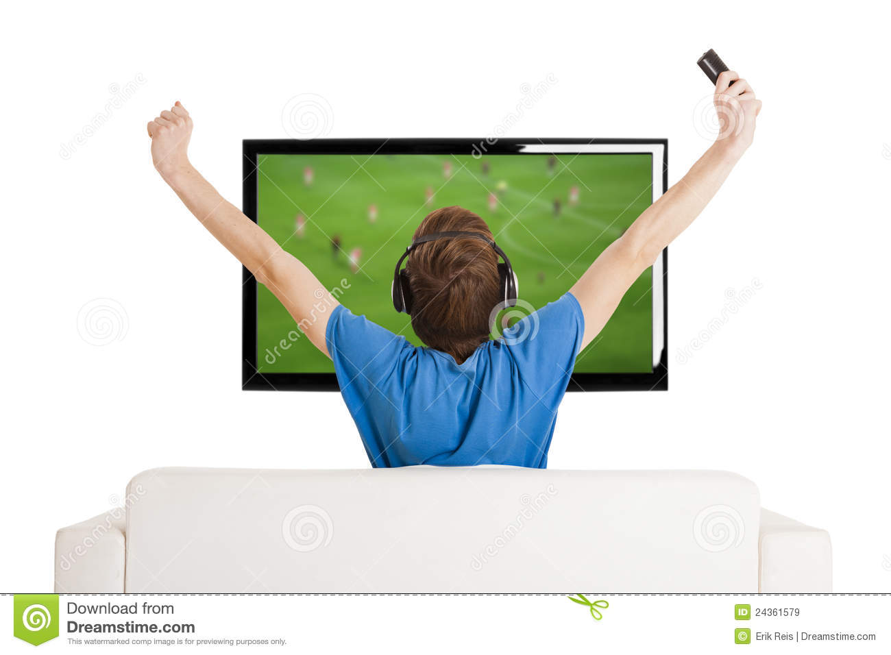 Watching Football On Tv Royalty Free Stock Images   Image  24361579