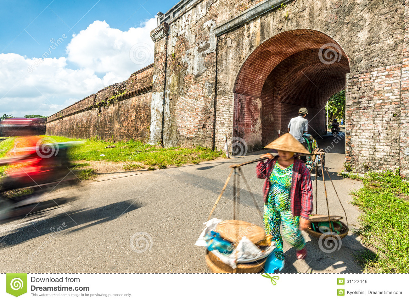 Woman With Baskets In Hue City Vietnam Asia  Editorial Photo   Image    