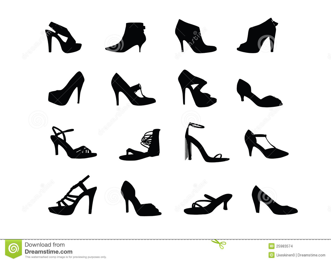 Women Heel Shoes Silhouettes Stock Images   Image  25983574