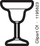 1195623 Clipart Of A Black And White Welled Margarita Glass Royalty