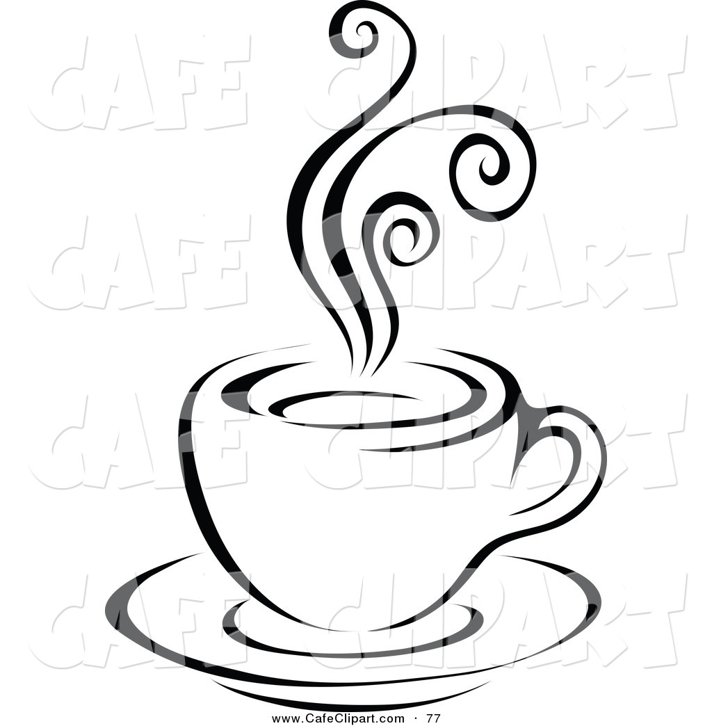 Art Of A Black And White Steaming Coffee Latte Logo By Cidepix    77