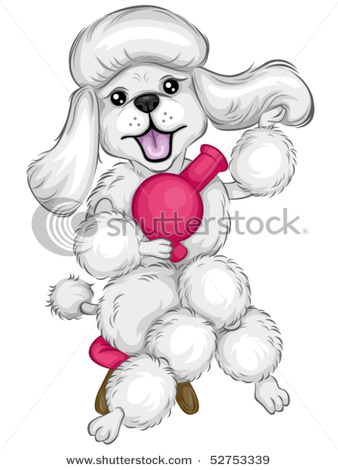 Blow Dryer On Her Fur Or Hair In A Vector Clip Art Illustration